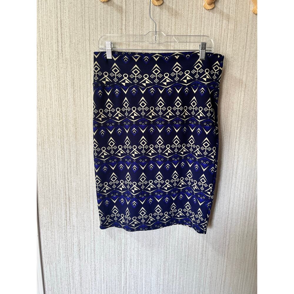 LulaRoe Blue Aztec Print Skirt‎ Size Medium